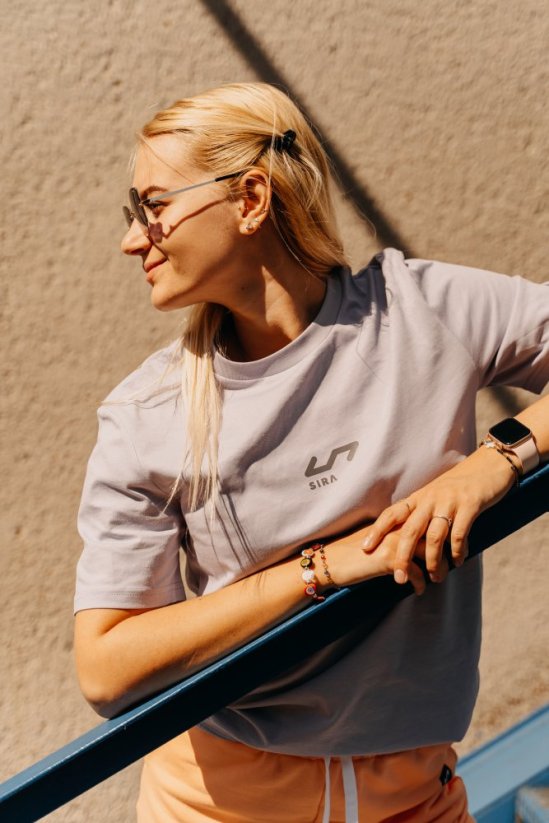 Dámské tričko - levandulová - Velikost: L, Potisk: bílé logo