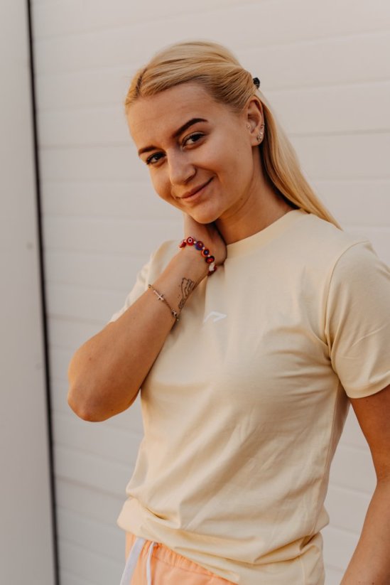 Dámské tričko - žlutá - Velikost: XS/S, Potisk: bílé logo